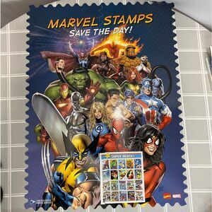2007 Marvel Stamps Save The Day! 4) Piece Marvel Comics Posters Double Sided